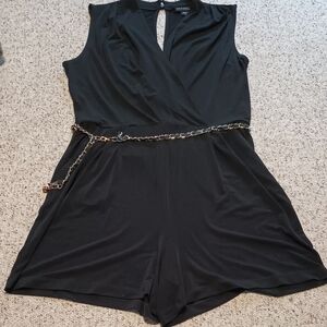 Metaphor Black Sleeveless Jumpsuit with Chain Accent
